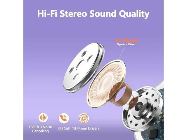 Alt view image 6 of 6 - Wireless Earbuds 128H Playback Bluetooth 5.3 Headphones Noise Cancelling Wireless Headphones with LED Battery Display Mics Clear Call IPX7 Waterproof Bluetooth Earbuds for Workout Sports/Exercise