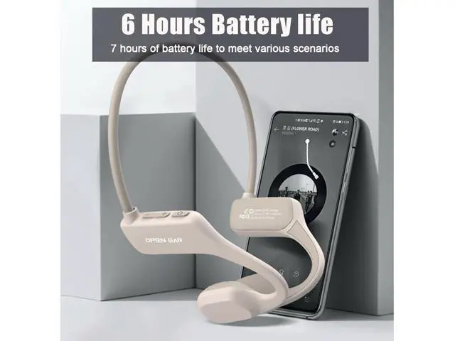 Alt view image 7 of 7 - Bone Conduction Headphones Open Ear Headphones Open Ear Headphones Wireless Bluetooth 5.2 Bone Conduction Earbuds Running Headphones IPX5 Waterproof Sport Headphones Running Driving(White)