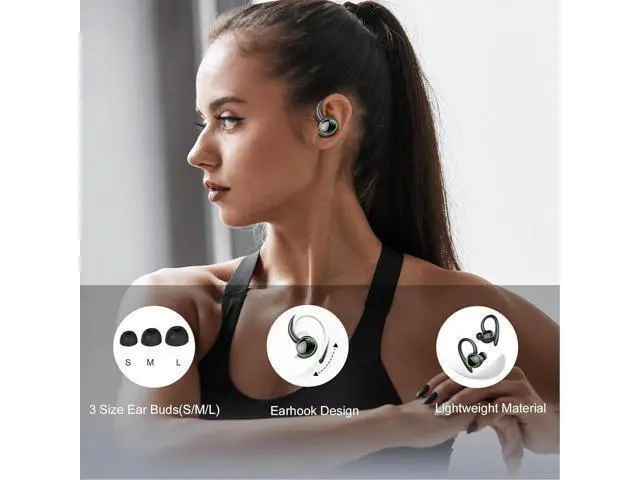 Alt view image 6 of 7 - Wireless Earbuds Bluetooth 5.4 Headphones Sport Over Ear Buds With ENC Noise Cancelling Mic 48H Wireless Earphone With Earhooks Stereo Deep Bass IP7 Waterproof Headset for Workout Running Black