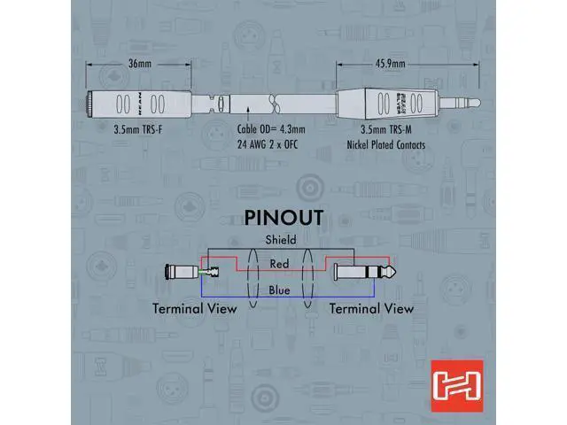 Alt view image 5 of 6 - HXMM-025 Pro Headphone Extension Cable REAN 3.5 mm TRS to 3.5 mm TRS 25 Feet