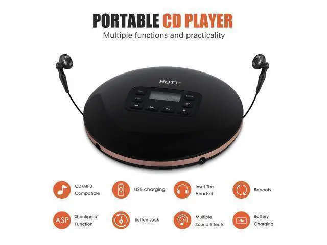 Alt view image 3 of 7 - Werleo Portable CD Player Headphones HOTT Personal CD Walkman Music Player LCD Display Anti-Skip Protection Shockproof Anti Scratch Function Support CD MP3 CD CD-R CD-RW Format