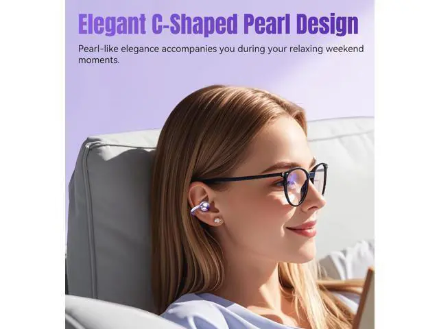 Alt view image 3 of 7 - Truly upgrade Clip on Earbuds Open Ear Wireless Bluetooth 6.0 Headphones with Mic 50H Play ENC Call ipx5Waterproof Sports Ear Buds Comfortable for Small Ears&Glasses Wearers Workouts Purple