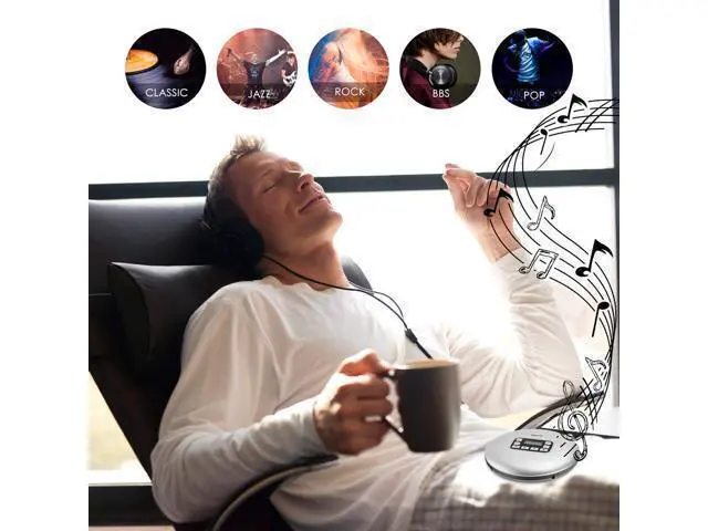 Alt view image 4 of 7 - Werleo Portable CD Player Headphones HOTT Personal CD Walkman Music Player LCD Display Anti-Skip Protection Shockproof Anti Scratch Function Support CD MP3 CD CD-R CD-RW Format Silver