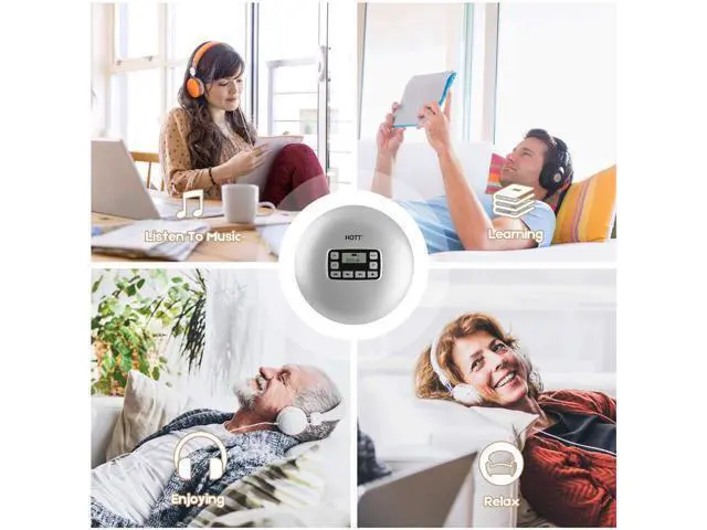 Alt view image 5 of 7 - Werleo Portable CD Player Headphones HOTT Personal CD Walkman Music Player LCD Display Anti-Skip Protection Shockproof Anti Scratch Function Support CD MP3 CD CD-R CD-RW Format Silver