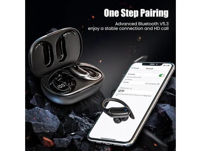 Alt view image 5 of 6 - Wireless Earbuds Bluetooth 5.4 Headphones True Wireless Stereo Earphones with Noise Cancelling Mic IPX7 Waterproof Comfort Fit and Fast Charging Ear Buds (Black)