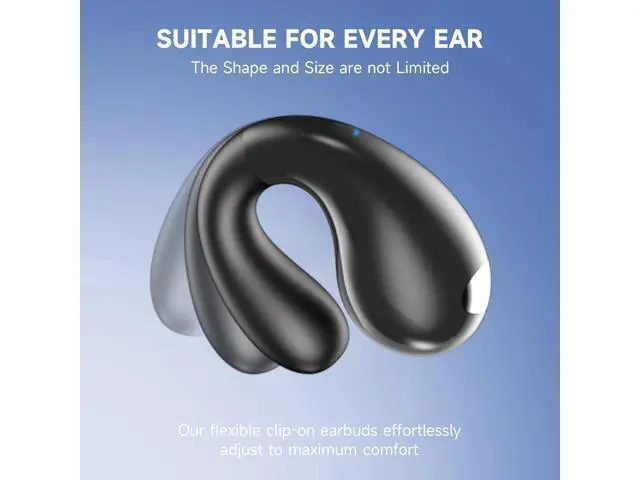 Alt view image 5 of 7 - Open Ear Earbuds Wireless Bluetooth 6.1 Earphones Flexible Clip On Ear buds with 36H Playtime LED Display Bone Conduction Headphones IPX7 Waterproof Light Weight Fit for Every Ear Sport Workout