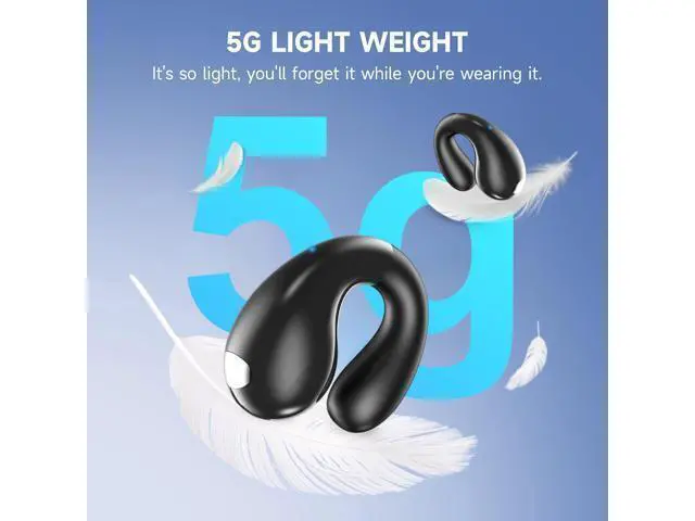 Alt view image 6 of 7 - Open Ear Earbuds Wireless Bluetooth 6.1 Earphones Flexible Clip On Ear buds with 36H Playtime LED Display Bone Conduction Headphones IPX7 Waterproof Light Weight Fit for Every Ear Sport Workout