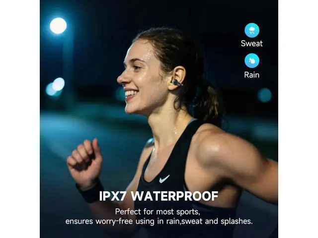 Alt view image 7 of 7 - Open Ear Earbuds Wireless Bluetooth 6.1 Earphones Flexible Clip On Ear buds with 36H Playtime LED Display Bone Conduction Headphones IPX7 Waterproof Light Weight Fit for Every Ear Sport Workout
