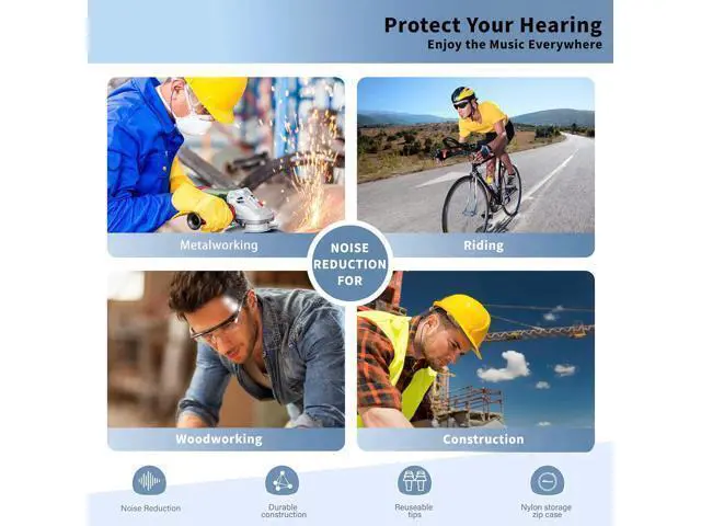 Alt view image 7 of 7 - Ear Plugs Bluetooth Headphones for Work Neckband Wireless Earbuds Noise Reduction in-Ear Earphones with Mic and Controls Waterproof Earbuds with 20 Hours Battery for Industrial Safety