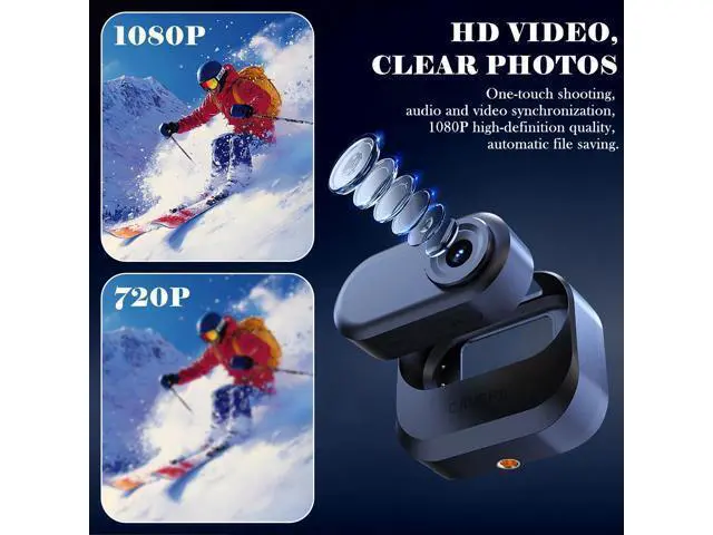 Alt view image 3 of 7 - 128GB 1080P Thumb Action Sports Camera, Mini Body Camera with Spring Clip, Hands-Free POV Recording Helmet Camera for Cycling, Motorcycle, Skiing (Black)