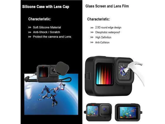 Alt view image 3 of 4 - BONAEVER Accessories Kit for Gopro Hero 13 Black Waterproof Housing Silicone Case with Glass Screen Protector Bundle for Go pro Gopro Hero13 Sport Camera
