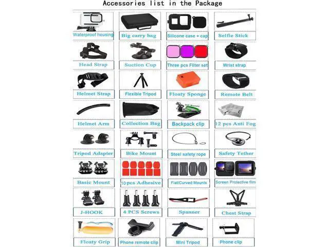 Alt view image 4 of 4 - BONAEVER Accessories Kit for Gopro Hero 13 Black Waterproof Housing Silicone Case with Glass Screen Protector Bundle for Go pro Gopro Hero13 Sport Camera