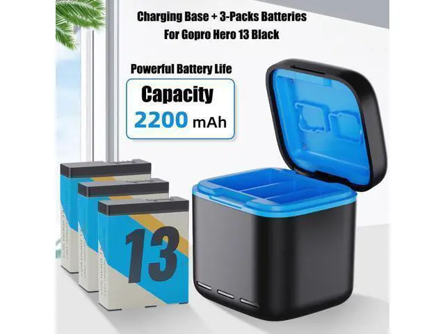 Alt view image 4 of 6 - BONAEVER for Hero 13 Battery Charger Kit with 3 Packs 2200mAh Replacement Batteries for Hero 13, 3-Channel Charger for Here 13 Black Action Camera Battery