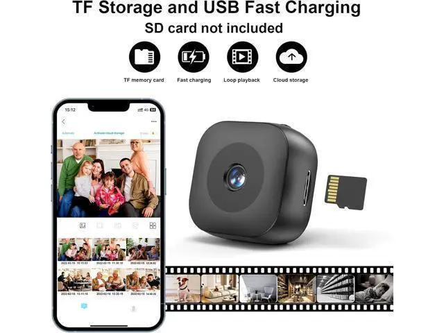 Alt view image 3 of 5 - Hidden Camera,Mini Small Camera,HD Security WiFi Wireless Cameras SD Card Storage & App Control,Wireless Surveillance with Magnetic Mount,Motion Detection for Indoor