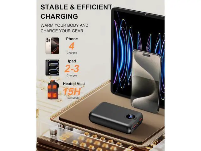 Alt view image 4 of 6 - ???? ???? ???????????????? Heated Vest Battery Pack Compatible with Soleilwear TIDEWE Portable Power Bank for Heated Vests Hoodies Phones Camping Chair with Digital Screen (NOT for DC 7.4V/12V)