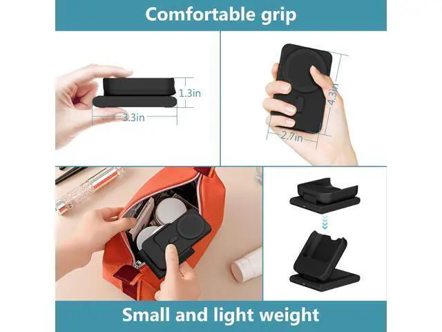 Alt view image 6 of 7 - Foldable Wireless Charging Station: 3-in-1 Charger Stand with 5000mAh Portable Power Bank for iPhone 17/16/15/14/13/12 - Removable Battery Pack for Watch (Black)