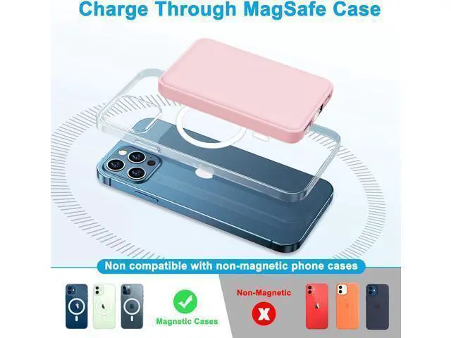 Alt view image 6 of 7 - for Magsafe Portable Charger 10000mAh Magnetic Power Bank PD 22.5W Fast Charging Wireless Battery Pack with LED Display for iPhone 17/16/15/14/13/12 Series-Pink