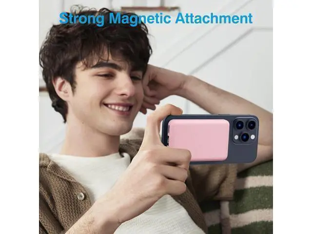 Alt view image 7 of 7 - for Magsafe Portable Charger 10000mAh Magnetic Power Bank PD 22.5W Fast Charging Wireless Battery Pack with LED Display for iPhone 17/16/15/14/13/12 Series-Pink