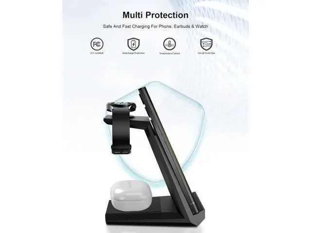 Alt view image 5 of 7 - Wireless Charger for - 3 in 1 Charging Station for Multiple Devices Fast Charger Stand for Galaxy S25 S24 S23 Ultra S22 S21 Z Flip Fold 4 Galaxy Watch 6/5/5 Pro/4/3 Galaxy Buds 2 Pro