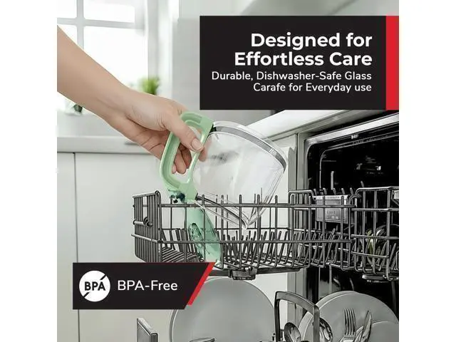 Alt view image 6 of 7 - 12-Cup Drip Green Coffee Maker, Borosilicate Carafe, Auto-Off, Reusable Filter, Anti-Drip, Keep-Warm Function, Clear Water Level Window, Green Kitchen Accessories & Décor