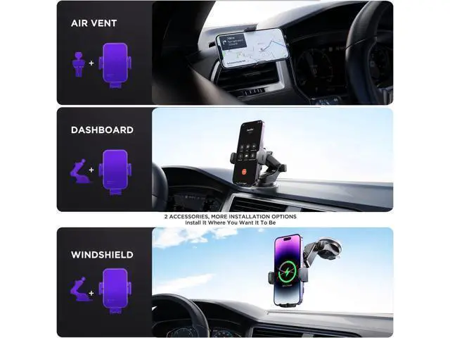 Alt view image 6 of 7 - Wireless Car Charger 7 Colored RGB Backlit 15W Auto Clamping Phone Holders for Your car fit for iPhone 16 15 14 Mini Pro Max Galaxy S25 Ultra S24 S23+ etc Fathers Day for Gifts