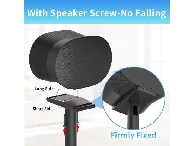 Alt view image 3 of 5 - Heavy-Duty Speaker Stand for Sonos Era 300 Stand Black with Cable Management Floor Speaker Stands for Sonos Era 300 Speaker Stand for Easy and Secure Mounting