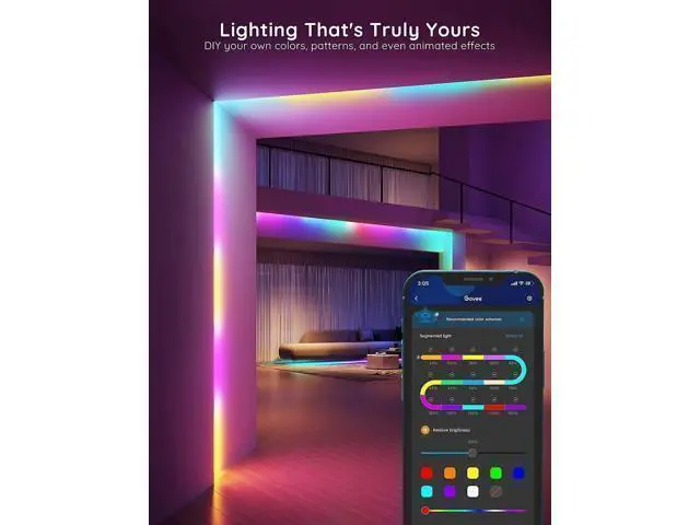 Alt view image 3 of 7 - RGBIC LED Strip Lights 32.8ft Smart LED Lights for Bedroom Bluetooth LED Lights APP Control DIY Multiple Colors on One Line Color Changing LED Strip Lighting Music Sync Home Decor
