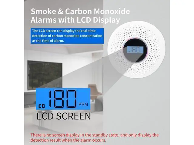 Alt view image 2 of 7 - 3 Packs Smoke and Carbon Monoxide Detector 2-in-1 CO Smoke Alarm Detector with LCD Display and Sound Light Alarm for Home Garage Office RV