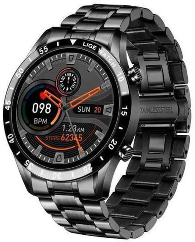 Main image of New LIGE Smart Watch, Bluetooth Calls Voice Chat Fitness Tracker with Blood Pressure Heart Rate Sleep Monitor,1.3" Full Touch Screen Activity Tracker IP67 Waterproof Pedometer for iOS Android Black