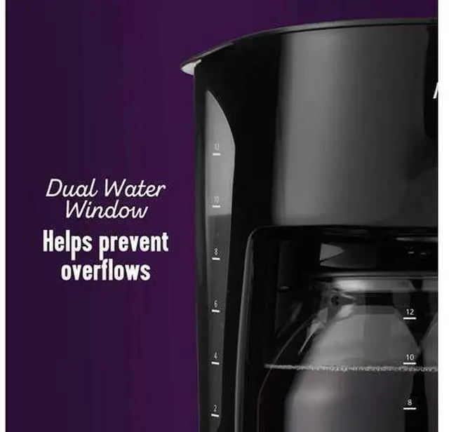 Alt view image 3 of 5 - Black Coffee Maker, 12 Cups, with Auto Pause and Glass Carafe, Perfect for Home and Office Use