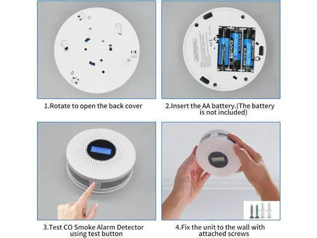 Alt view image 7 of 7 - 3 Packs Smoke and Carbon Monoxide Detector 2-in-1 CO Smoke Alarm Detector with LCD Display and Sound Light Alarm for Home Garage Office RV