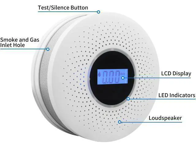 Alt view image 5 of 7 - 3 Packs Smoke and Carbon Monoxide Detector 2-in-1 CO Smoke Alarm Detector with LCD Display and Sound Light Alarm for Home Garage Office RV