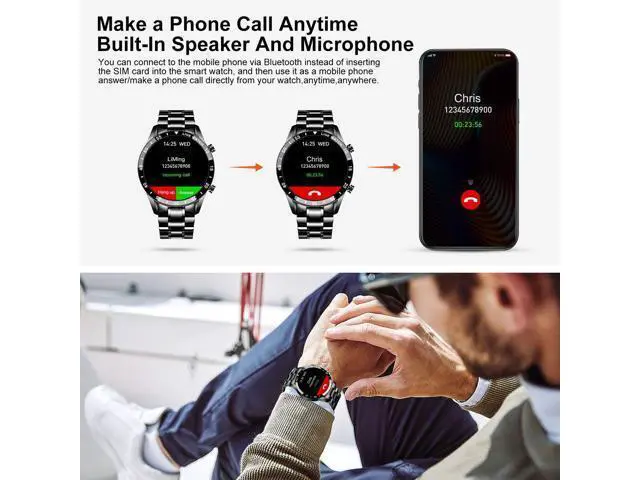 Alt view image 2 of 7 - New LIGE Smart Watch, Bluetooth Calls Voice Chat Fitness Tracker with Blood Pressure Heart Rate Sleep Monitor,1.3" Full Touch Screen Activity Tracker IP67 Waterproof Pedometer for iOS Android Black