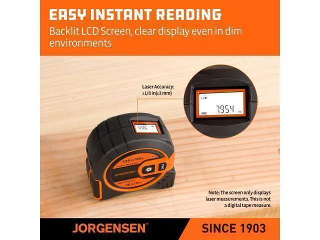 Alt view image 4 of 7 - Laser Tape Measure 2-in-1, 135Ft Laser Measuring Tool & 16Ft Measuring Tape with Movable Magnetic Hook, Laser Measure for Pythagorean, Area, Volume, Unit Ft/Ft+in/in/M NOT Digital