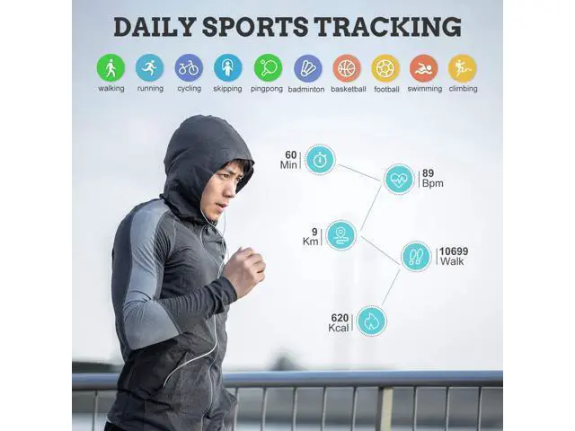 Alt view image 4 of 7 - New LIGE Smart Watch, Bluetooth Calls Voice Chat Fitness Tracker with Blood Pressure Heart Rate Sleep Monitor,1.3" Full Touch Screen Activity Tracker IP67 Waterproof Pedometer for iOS Android Black