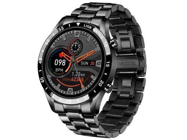Alt view image 7 of 7 - New LIGE Smart Watch, Bluetooth Calls Voice Chat Fitness Tracker with Blood Pressure Heart Rate Sleep Monitor,1.3" Full Touch Screen Activity Tracker IP67 Waterproof Pedometer for iOS Android Black
