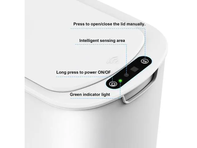 Alt view image 5 of 7 - Motion Sensor Trash Can, 5 Gallon Automatic Bathroom Garbage Can with Lid, Touchless Smart Plastic Slim Wastebasket for Bathroom, Office, rv, Bedroom, Living Room, White