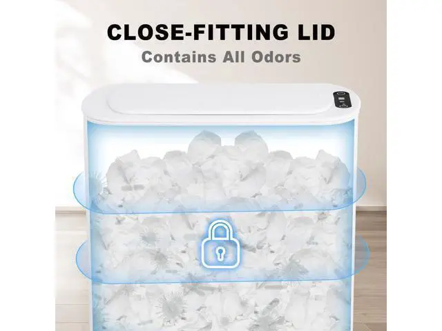 Alt view image 7 of 7 - Motion Sensor Trash Can, 5 Gallon Automatic Bathroom Garbage Can with Lid, Touchless Smart Plastic Slim Wastebasket for Bathroom, Office, rv, Bedroom, Living Room, White