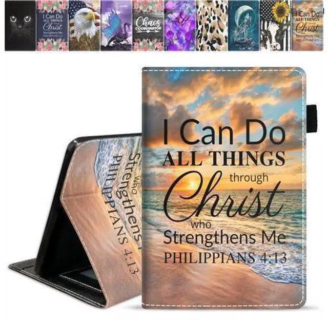 Main image of DEHJYYIJUY Case for Fire HD 10 Tablet 10.1 inch (9th/7th Generation, 2019/2017 Release), Premium PU Leather Cover with Card Slot & Pencil Holder, Bible Verse Philippians 4-13