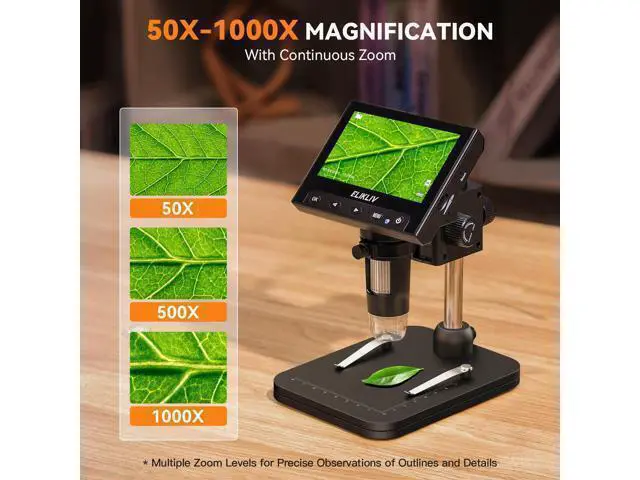 Alt view image 4 of 7 - Coin Microscope, 4.3'' LCD Digital Microscope 1000x, Coin Magnifier with 8 Adjustable LED Lights, PC View Compatible with Windows/Mac, EDM4B, Black