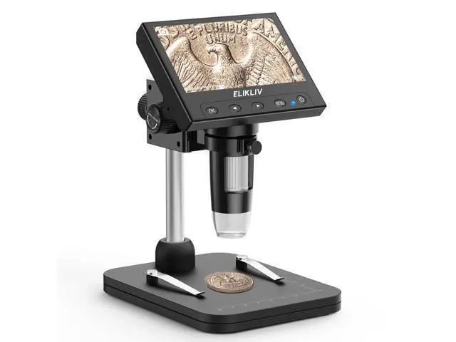 Alt view image 7 of 7 - Coin Microscope, 4.3'' LCD Digital Microscope 1000x, Coin Magnifier with 8 Adjustable LED Lights, PC View Compatible with Windows/Mac, EDM4B, Black