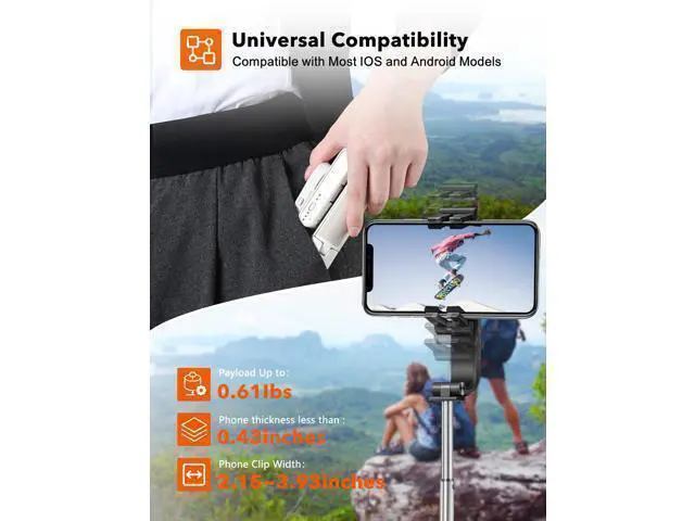 Alt view image 4 of 7 - iSteady Q Gimbal Stabilizer for Smartphone, 1 Axis Selfie Stick Tripod with Face Tracking, 360° Rotation, 4 in 1 Portable Phone Tripod w/Extendable Stick for iPhone 14/Android Video Recording