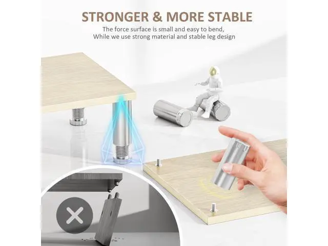 Alt view image 5 of 5 - AX Waber Dual Monitor Riser - Adjustable Length & Angle, Wooden Stand for 2 Monitors with Storage