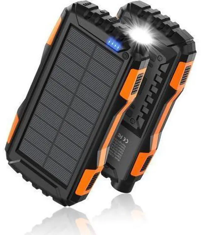 Main image of Solar Charger Power Bank 42800mAh Portable Charger Solar Power Bank External Battery Pack 5V3.1A Qc 3.0 Fast Charger Built-in Super Bright Flashlight (Orange)