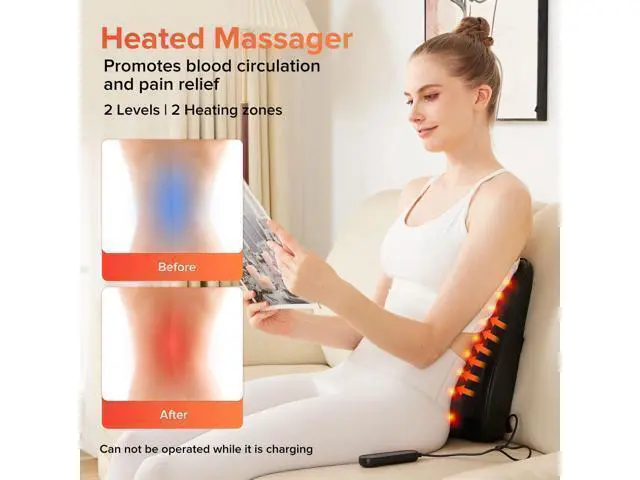 Alt view image 4 of 7 - Cordless Neck and Back Massager with Heat, 3D Shiatsu Kneading Pillow, 4 Massage Nodes & Bi-Directional Deep Tissue Massage for Neck/Shoulders/Back, Ideal Gift for Women & Men