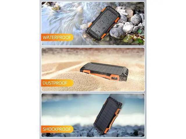 Alt view image 5 of 7 - Solar Charger Power Bank 42800mAh Portable Charger Solar Power Bank External Battery Pack 5V3.1A Qc 3.0 Fast Charger Built-in Super Bright Flashlight (Orange)