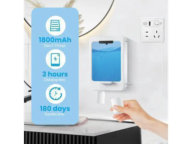Alt view image 4 of 5 - Automatic Mouthwash Dispenser for Bathroom, Aerthezu Electric Mouth Wash Dispensers Smart Auto Bathroom Accessories for Home & Kids - 500ml - Support Wall-Mount & Desktop