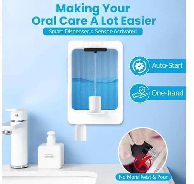 Alt view image 2 of 5 - Automatic Mouthwash Dispenser for Bathroom, Aerthezu Electric Mouth Wash Dispensers Smart Auto Bathroom Accessories for Home & Kids - 500ml - Support Wall-Mount & Desktop
