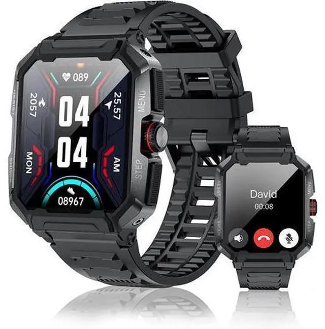 Main image of Military Smart Watch for Men, Outdoor Smart Watches 1.85" LCD Bluetooth Call Heart Rate Blood Pressure Smartwatches IP68 Waterproof,Sports Watch for Android iPhone Phone Black