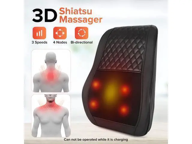Alt view image 3 of 7 - Cordless Neck and Back Massager with Heat, 3D Shiatsu Kneading Pillow, 4 Massage Nodes & Bi-Directional Deep Tissue Massage for Neck/Shoulders/Back, Ideal Gift for Women & Men